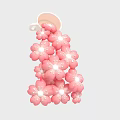 Whimsical Art Installation With White Cup Pouring Pink Cherry Blossoms