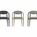 Modern Single Chair With Gray Fabric Seat And Wooden Armrest Frame