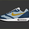 Nike Casual Modern Sneakers With Blue White Yellow Design And White Laces Black Sole