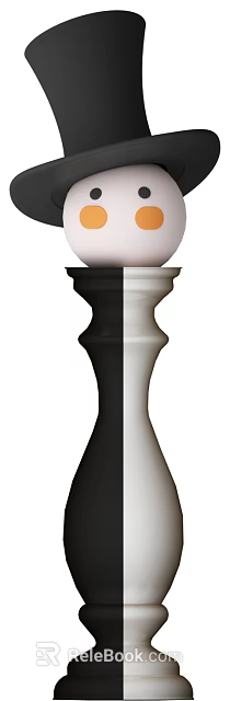 Adorable Black and White Plush Doll with Decorative Stand for Kids Room 3d model 