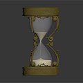 Ornate Golden Hourglass With Red Rose Top And White Sand Inside
