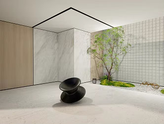 Modern landscape sketch indoor landscape sketch gyro chair 3d model