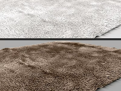 Soft Fluffy Square Rug In White And Brown Textured Design 3d model