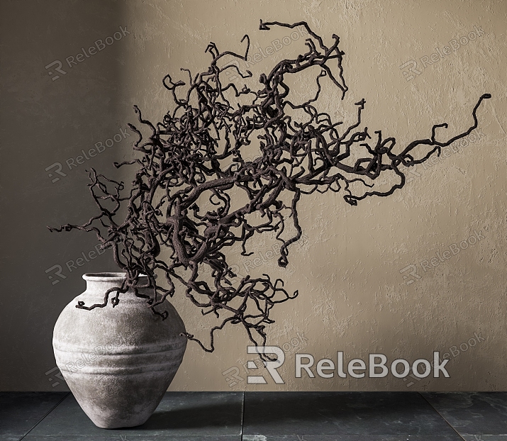 Quiet Dried Branches Pottery Pot Vase Jar Dried Branches Vase model