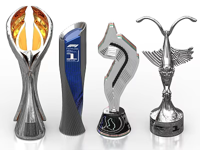 Unique Metallic Trophy Designs With Various Shapes And Decorative Award Styles 3d model