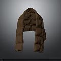 Brown Hooded Padded Outerwear With Draped Flaps And Structured Silhouette Design