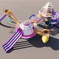 Kids Playground With Colorful Slides Dome Shaped Structures And Climbing Frames 3d model