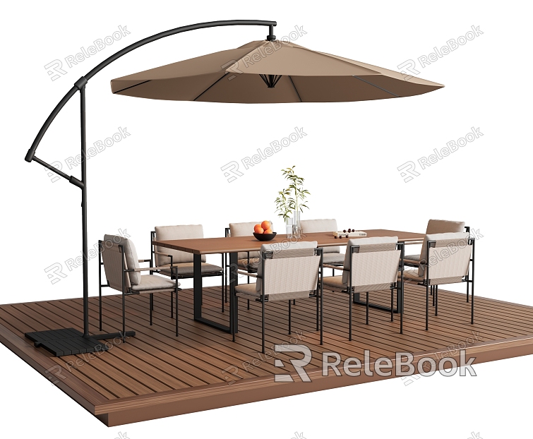 Modern Outdoor Table and Chair Outdoor Dining Table Outdoor Chair Sunshade Umbrella Anticorrosive Wood model