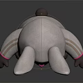 Cute 3D Rabbit Plush Toy In Gray Hoodie With Ear Shaped Hood And Pink Eyes