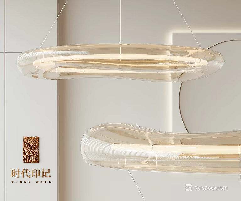 Modern Transparent Glass Chandelier With Ring Shape Design For Interior Space 3d model 