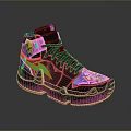 Stylish High Top Sneakers With Colorful Graphics And Pink Purple Green Accents