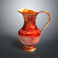 Elegant Red And Gold Textured Wine Pitcher With Handle On Gray Background 3d model