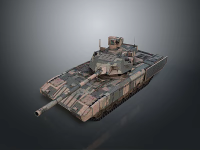 Modern Military Tank With Camouflage Pattern Main Gun And Armored Turret 3d model