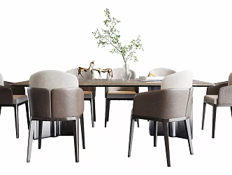 Modern Dining Table and Chair Combination Dining Table and Chair 3d model