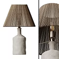 Modern Table Lamp With Natural Woven Shade And Textured White Base 3d model