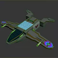 Futuristic Sci-Fi Aircraft Model With Metallic Texture Grid Pattern And Colorful Markings 3d model