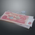 Pink Banknotes And Silver Coins Stacked As Daily Currency Items