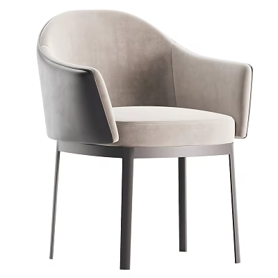 Light Gray Upholstered Accent Chair With Modern Curved Backrest And Metal Legs 3d model