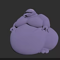 Purple Chubby Creature 3D Character With Round Body And Big Belly