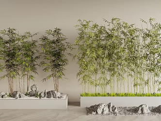 Bamboo forest landscape stone 3d model