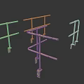 Sturdy Metal Railing Components With Crossed Bars And Straight Designs For Interior Use 3d model