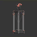 Desktop 3D Printer With Gray Metal Frame Red Parts And Yellow Print Bed
