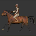 Traditional Native American Riding Figurine on Brown Horse with Feathered Headdress and Vest