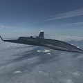Sleek Black Fighter Jet Flying High Above Clouds Showcasing Advanced Aerodynamic Design