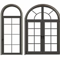 Double Doors Design with Dark Frame Glass Panes and Arched Top