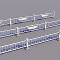 Modern Road Barriers with White Posts Blue Rails and Planter Boxes Design 3d model