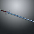 Medieval Style Sword With Metal Blade Red Hilt And Decorative Crossguard