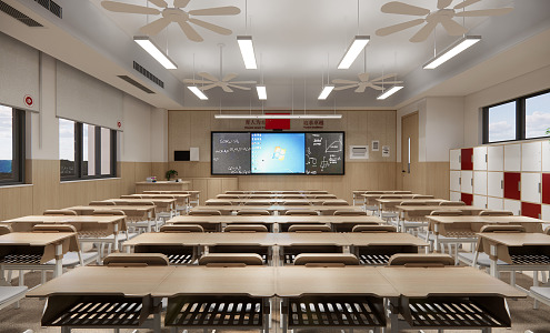 Modern Classroom Ordinary Classroom 3d model