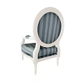 Modern Striped Accent Chair With White Frame Striped Fabric And Comfortable Armrests For Living Room