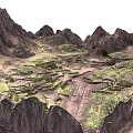 Scenic Mountain Landscape With Rugged Peaks Green Valleys And Rocky Terrain