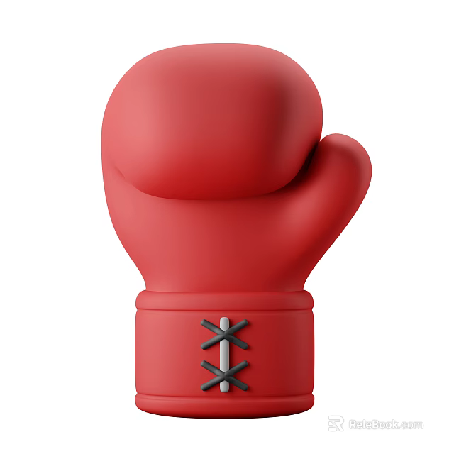 Red Boxing Gloves With Laces Design For Sports Training Equipment 3d model 