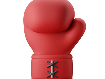 Red Boxing Gloves With Laces Design For Sports Training Equipment 3d model