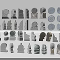 Stone Wood Decorative Carvings Featuring Various Architectural Design And Craft Elements 3d model