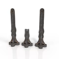 Three Black Metal Architectural Supports Featuring Intricate Carved Patterns