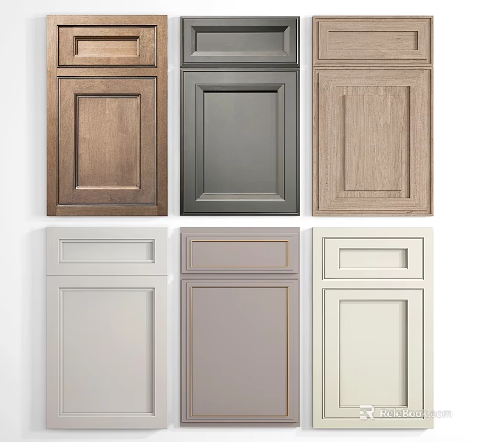 Various Colored Kitchen Cabinet Doors With Different Wooden Styles And Designs 3d model 