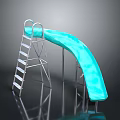 Turquoise Swimming Pool Slide With Metal Ladder And Curved Design