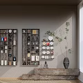 Tea tea set related display wall 3d model