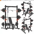 Multifunctional Home Gym Fitness Equipment Set With Power Rack Barbells Dumbbells And Weight Bench