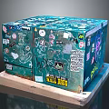 Graffiti Covered Green Cube With Colorful Stickers On Wooden Base