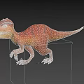 3D Cartoon Dinosaur Model With Reddish Brown Standing Pose Fierce Expression On Black Background 3d model
