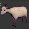 3D Goat Model With Light Beige Body Black Horns And White Face