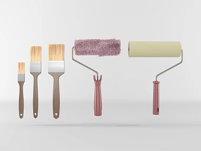 Hardware Tools Paint Brushes and Rollers with Ergonomic Handles for DIY Painting Tasks 3d model