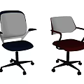 Modern Blue And Red Office Chairs With Mesh Backrests Armrests And Caster Wheels