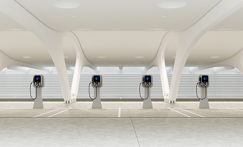 Modern parking lot new energy parking lot new energy charging pile 3d model