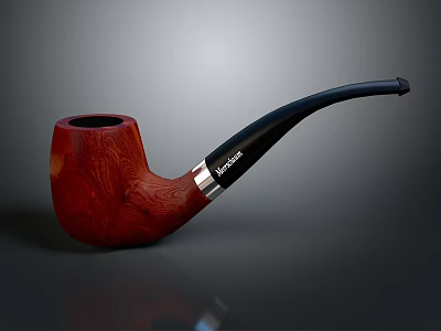 Red Wood Grain Tobacco Pipe With Black Stem And Rattray's Brand Design 3d model