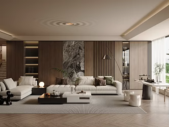 Light Luxury Italian Home Living Room Sofa Coffee Table Combination Marble Coffee Table Decorative Cabinet Leisure Sofa Chair Marble Tea Table and Chair Tea Set Staircase Large Flat Floor 3d model